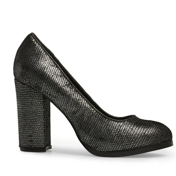 Isola Shoes - Isola Hayley Black Metallic Suede Block Heels - Womens size 6.5 - NEW